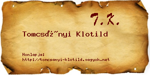 Tomcsányi Klotild névjegykártya